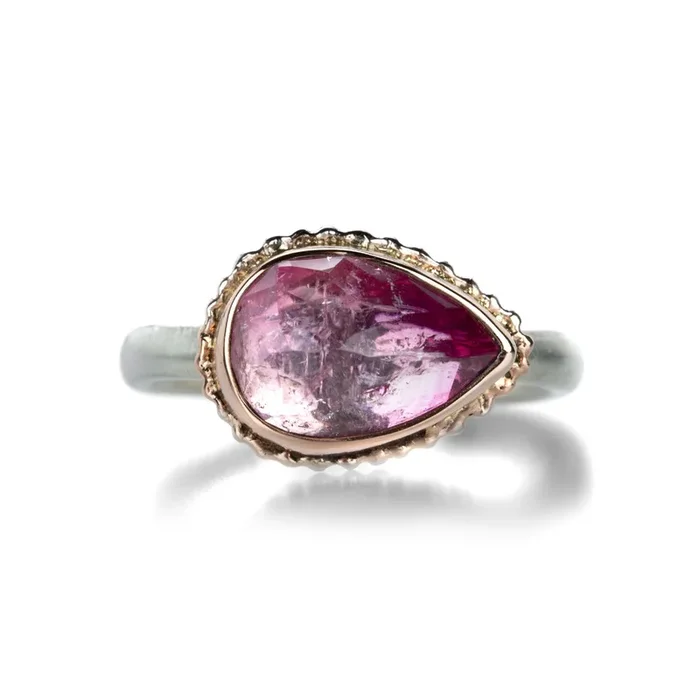 Teardrop Ring with Pink Tourmaline