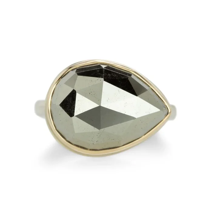 Teardrop Rose Cut Pyrite Ring