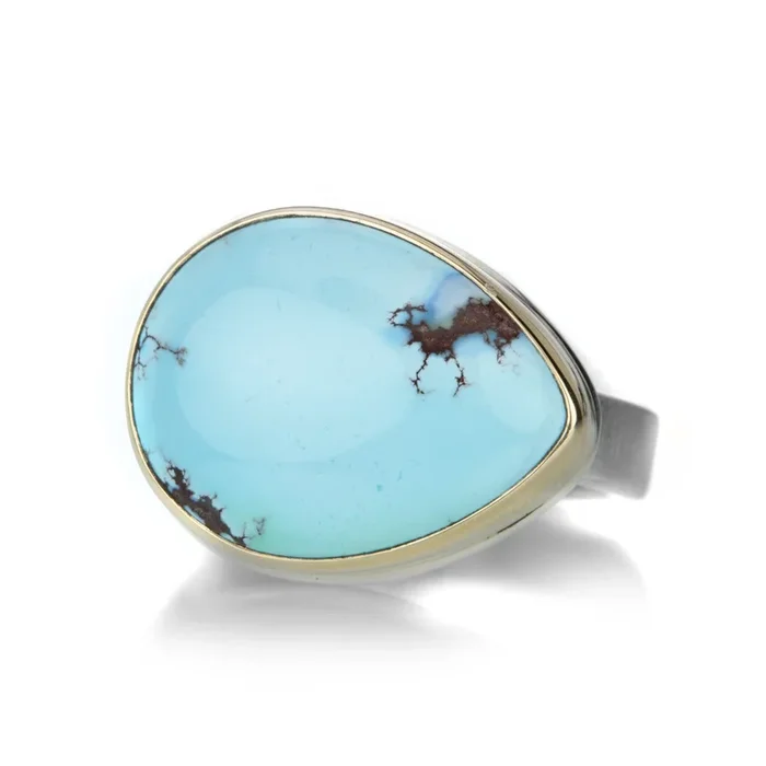 Teardrop Shaped Kazakhstani Turquoise Ring