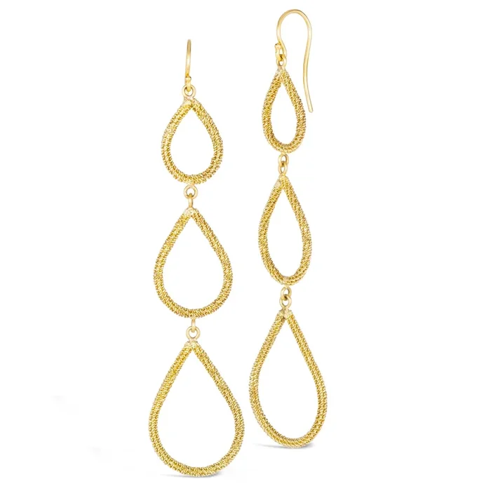 Teardrop Trio Stardust Earrings in 18k Gold