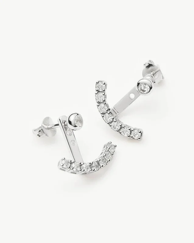 Tennis Ear Jacket Stud Earrings | Sterling Silver/Cubic Zirconia