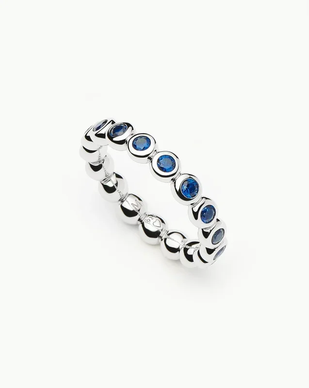 Tennis Eternity Stacking Ring | Sterling Silver/Sapphire Blue Nano-crystal