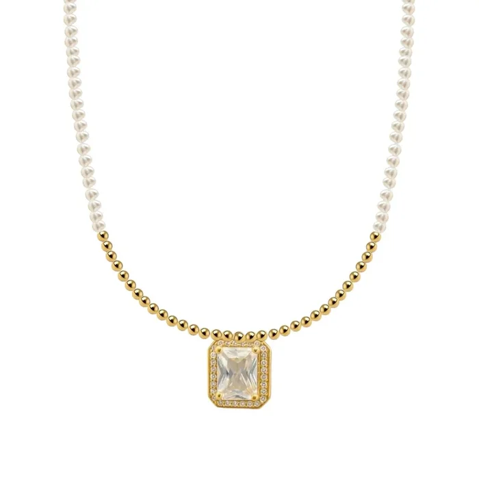 Teresa + Baguette | Gold Filled Beaded Necklace