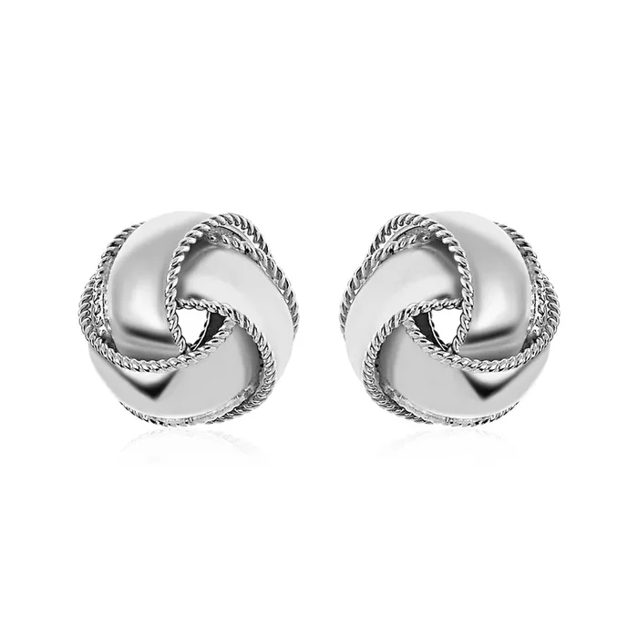 Textured and Polished Love Knot Earrings in Sterling Silver