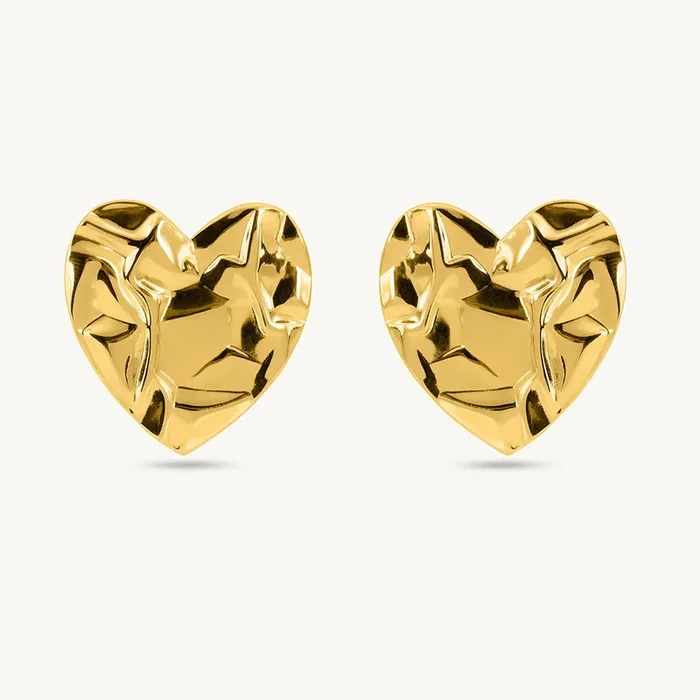 Textured Heart Stud Earrings