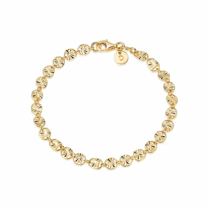 Textured Sunburst Chain Bracelet 18ct Gold Plate