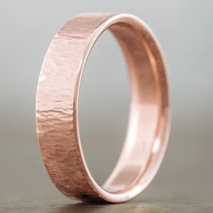 The Alder | Men’s Tree Bark Textured Rose Gold Wedding Band