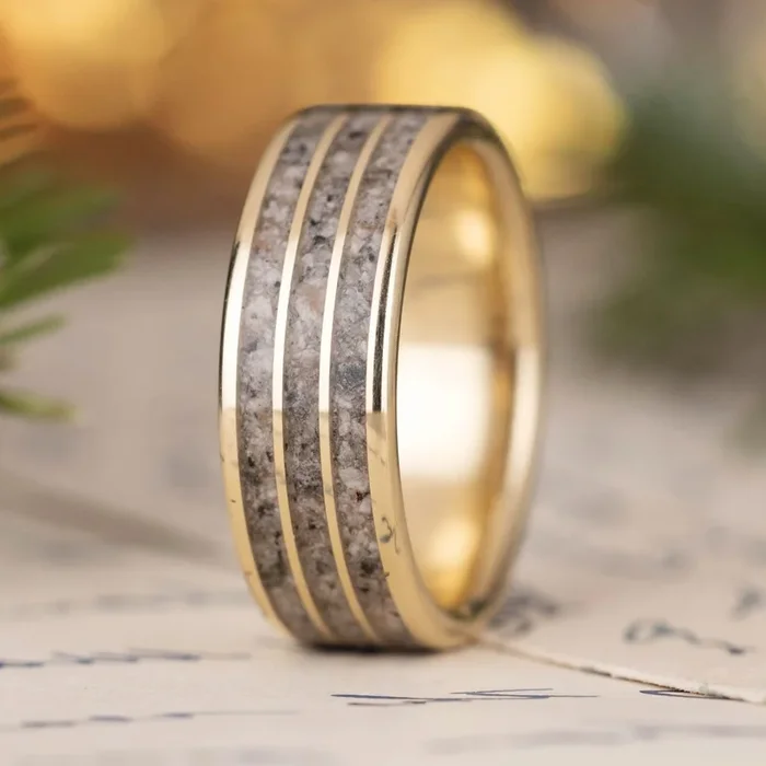 The Lake Superior | Men’s Gold Wedding Band with Emberlite