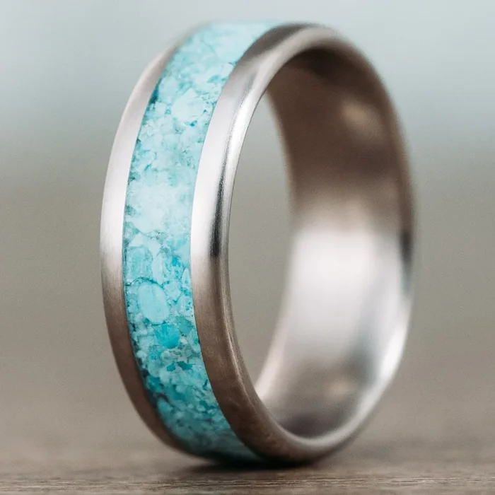 The Open Sky | Men’s Turquoise and Titanium Wedding Band