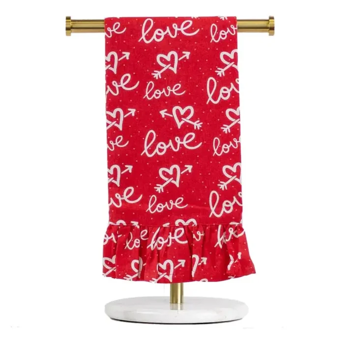 The Royal Standard Cupid Love Ruffle Hand Towel Red/White/Pink 20×28
