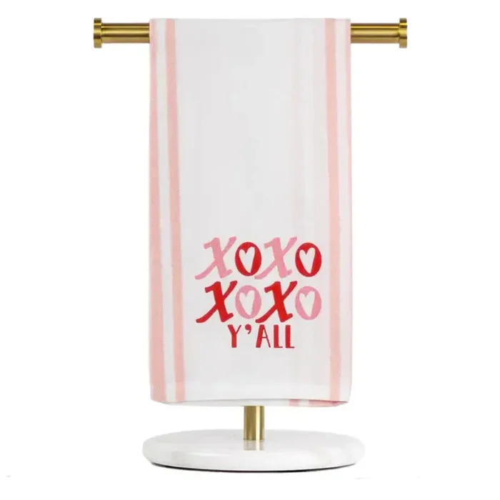 The Royal Standard XOXO Y’all Hand Towel White/Pink/Red 20×28