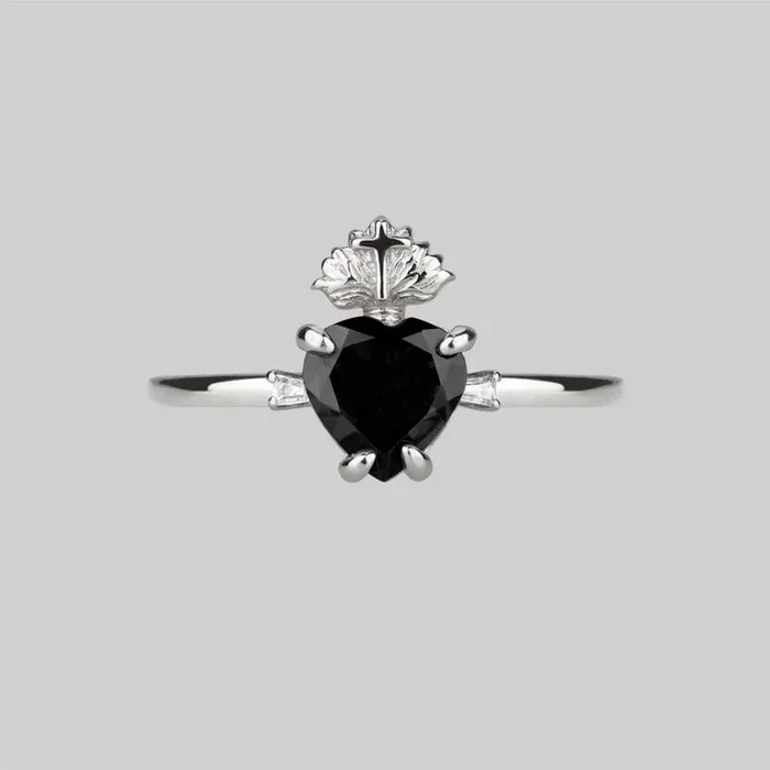 The Sacred Heart Black Spinel Ring – Silver