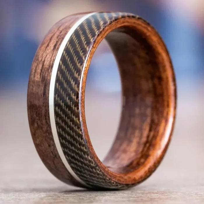 The World War I | Men’s 1903 Springfield Rifle Stock Wood Wedding Band with WWI Uniform & Metal Inlay