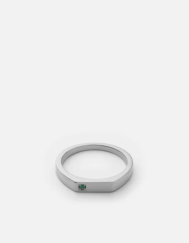 Thin Geo Agate Ring, Sterling Silver