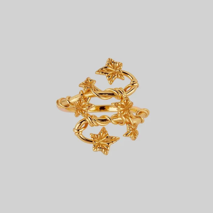 THORA. Climbing Ivy Ring – Gold