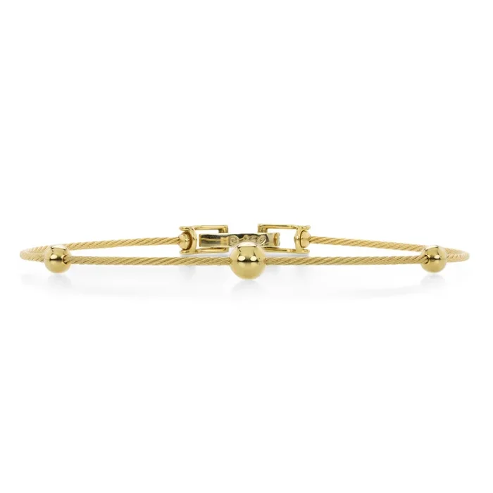 Three Sphere Yellow Gold Wire Bracelet