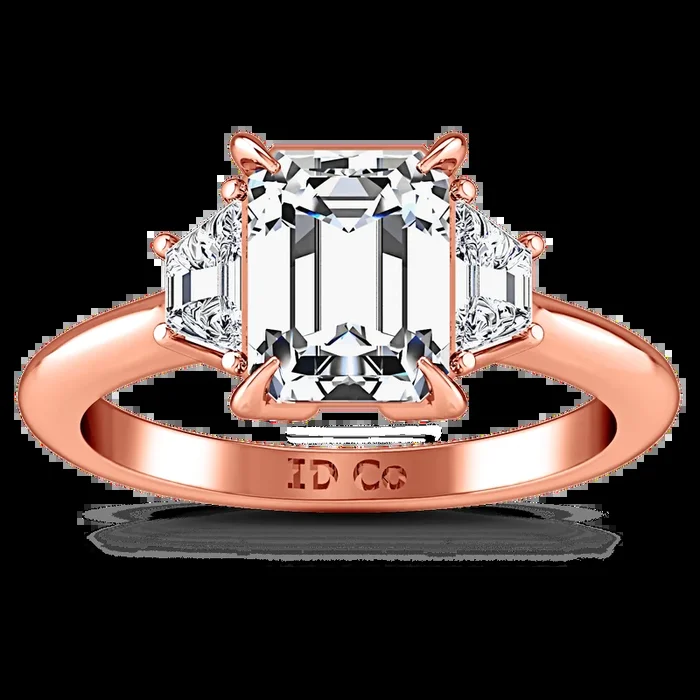 Three Stone Cushion Cut Engagement Ring Celesse 14K Rose Gold
