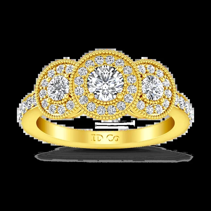 Three Stone Diamond Engagement Ring Giselle 14K Yellow Gold