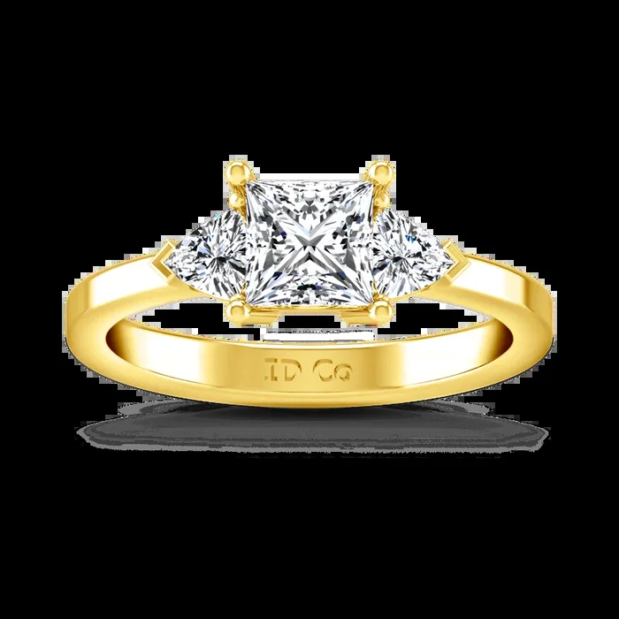 Three Stone Diamond Engagement Ring Simone 14K Yellow Gold