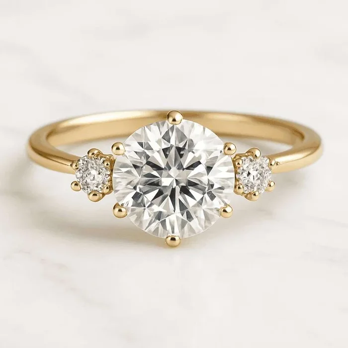 Three Stone Round Brilliant Cut Diamond Engagement Ring