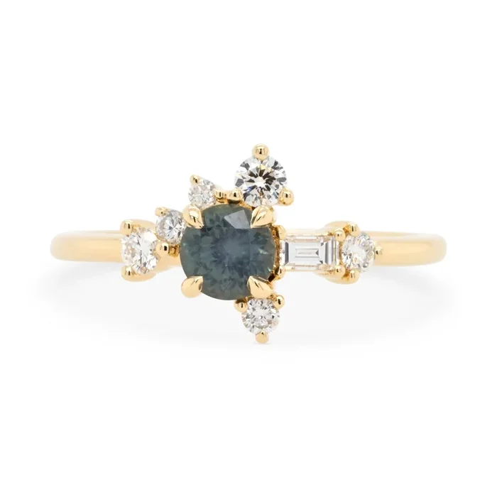 Tidepool 0.62ct Montana Sapphire & Diamond Ring Size 8.0