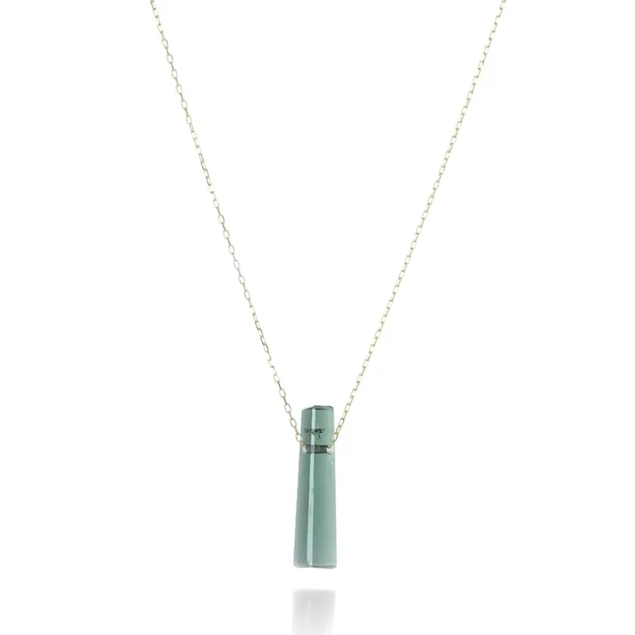 Tiny Green Tourmaline Crystal Necklace