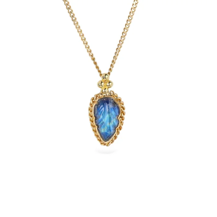 Tiny Leaf Moonstone Necklace