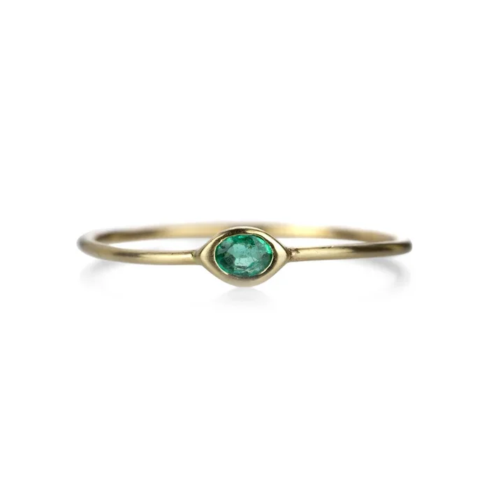 Tiny Oval Emerald Ring