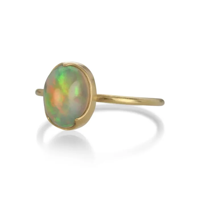 Tiny Oval Ethiopian Opal Ring