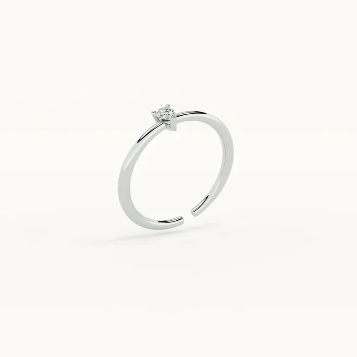 Tiny Pear Stone 925 Silver Ring