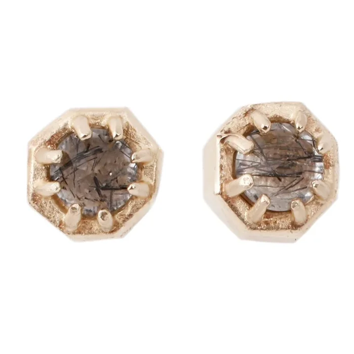 Tiny Tourmalinated Quartz Studs