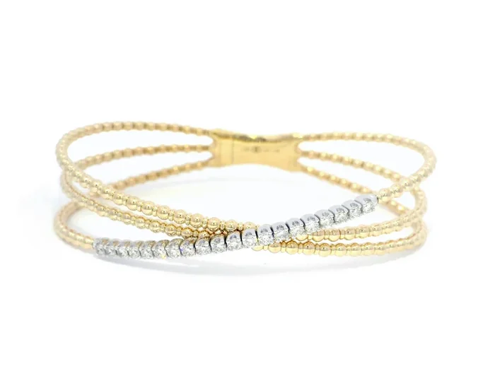 Titanium And 14K Yellow And White Gold Diamond Flexie Bracelet