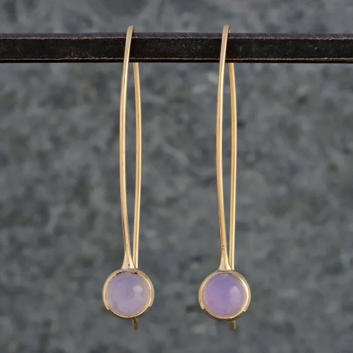 Toby Pomeroy Holly Blue Chalcedony Comet Earrings in 14k Yellow Gold