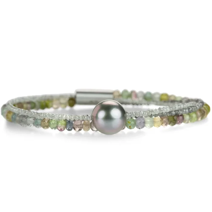 Tourmaline and Anthracite Bracelet with Pearl