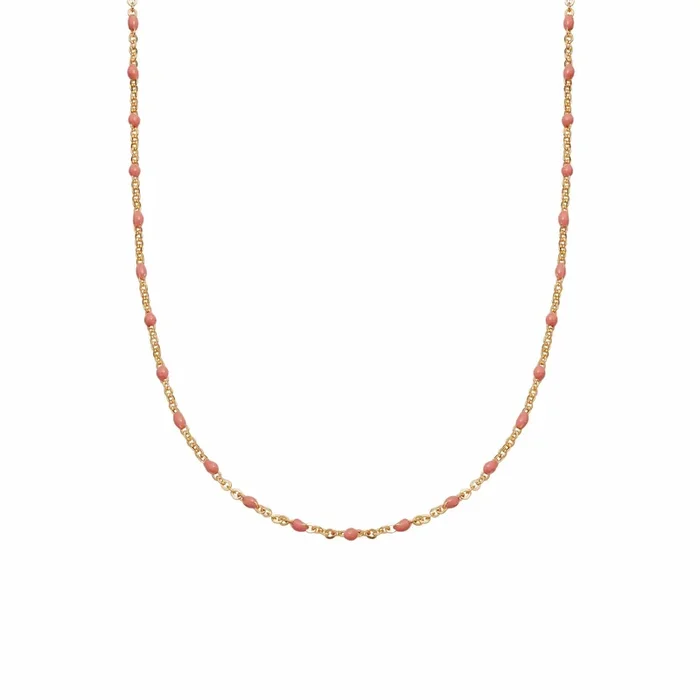 Treasures Pink Beaded Necklace 18ct Gold Plate