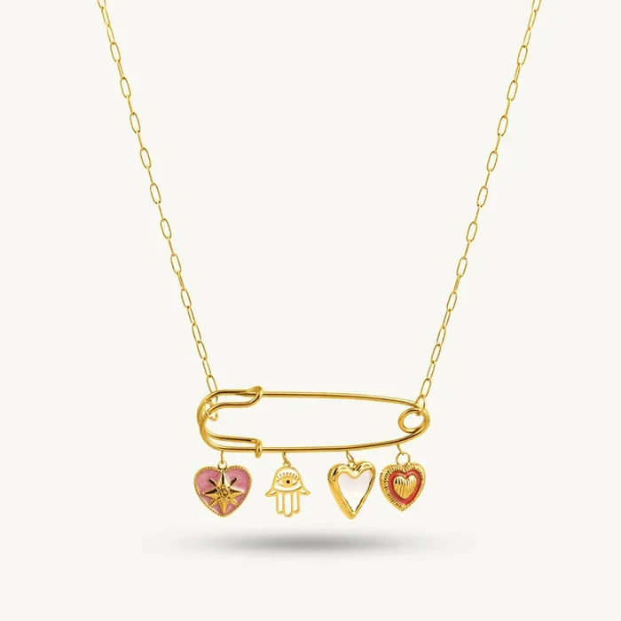 Trendy Safety Pin Charm Necklace