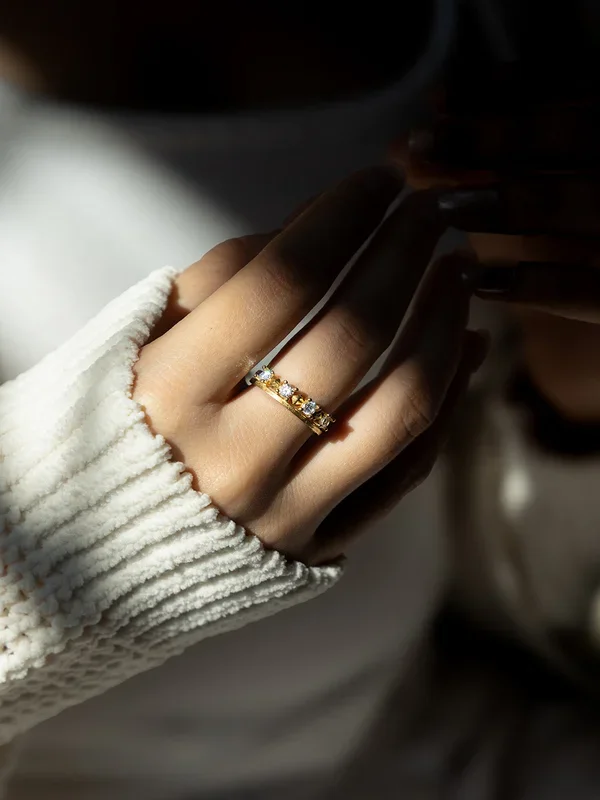 Tri Ray Brass Adjustable Ring (Anti Tarnish)