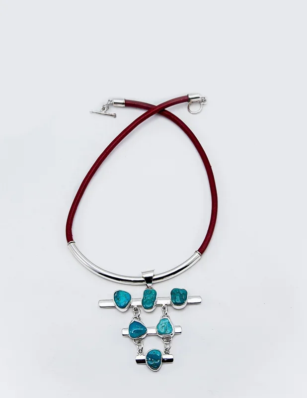 Triangle Ladder Pendant with Sleeping Beauty Turquoise