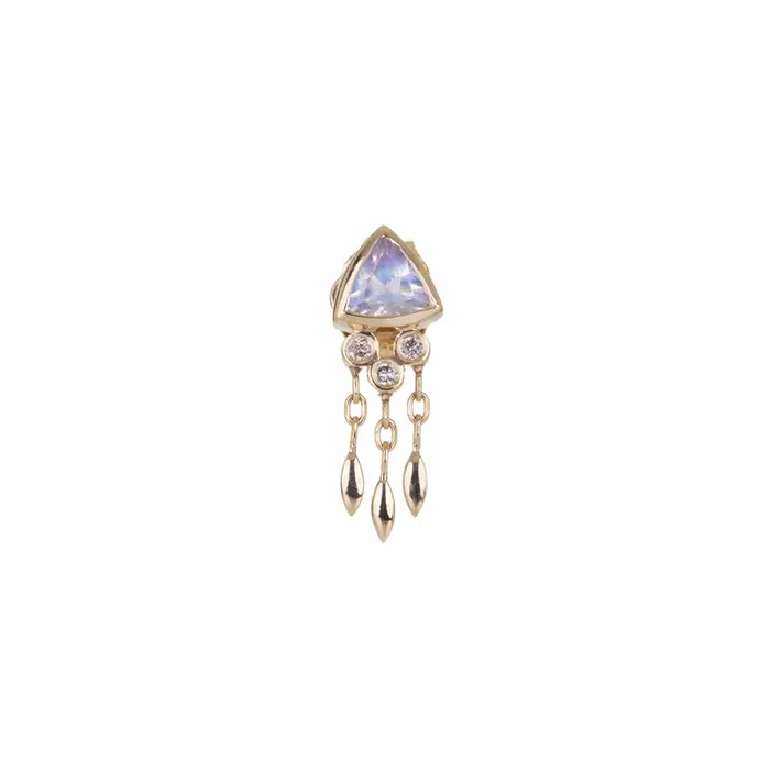 Triangle Moonstone and Diamond Stud (Single)