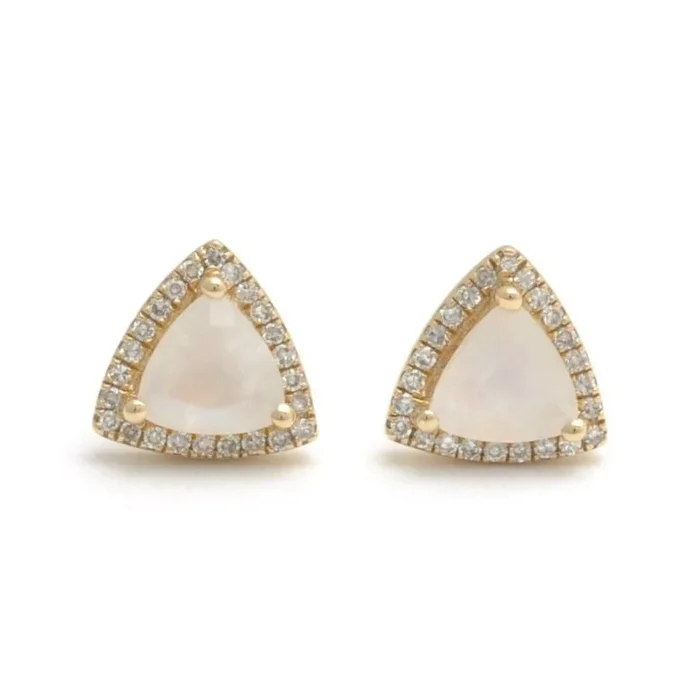 Trillion Moonstone Diamond Halo Earrings