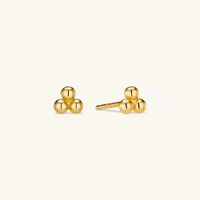 Trinity Sphere Studs In Gold