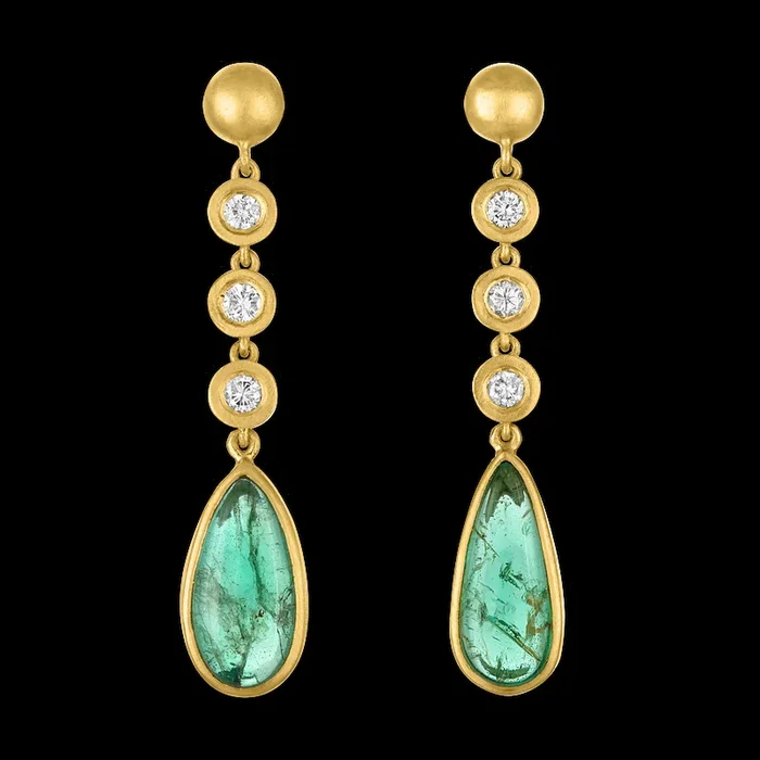 Trio Diamond and Emerald Chime Earrings