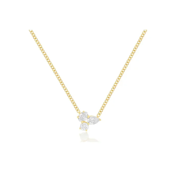 Triple Diamond Cluster Necklace