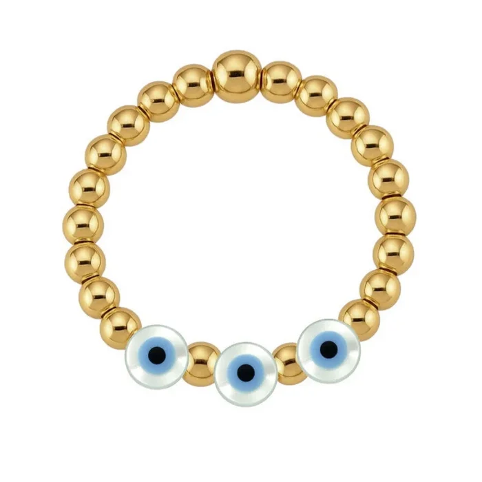 Triple Evil Eye | Beaded Stretchy Ring