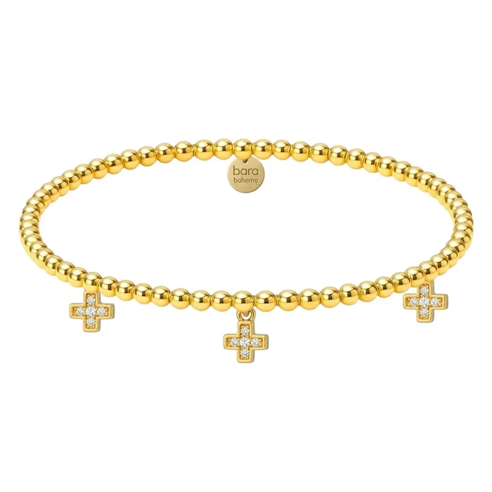 Triple Hannah Charm | Gold Filled Beaded Bracelet
