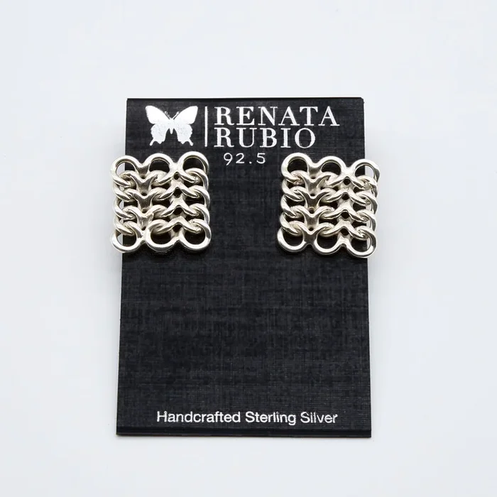 Triple Sterling Silver Chain Post Earrings