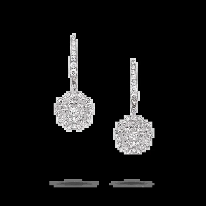 Tudor Rose Mini Icons Diamond Drop Earrings | In 18ct White Gold