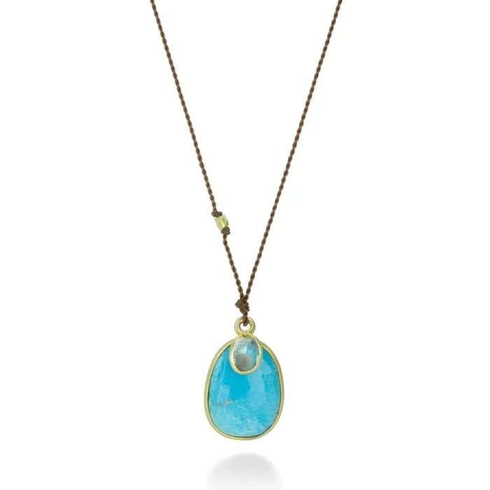Turquoise and Diamond Slice Necklace