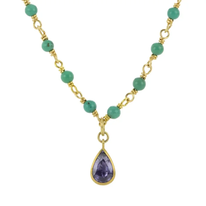 Turquoise and Sapphire Spun Sugar Necklace