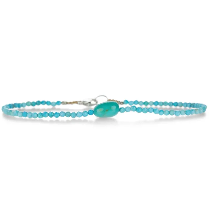 Turquoise Beaded Bracelet with Silver Clasp